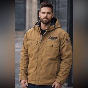 Snap-on Tools Hooded Work Jacket Wind & Water Resistant Tan XL NWT — Size XL
